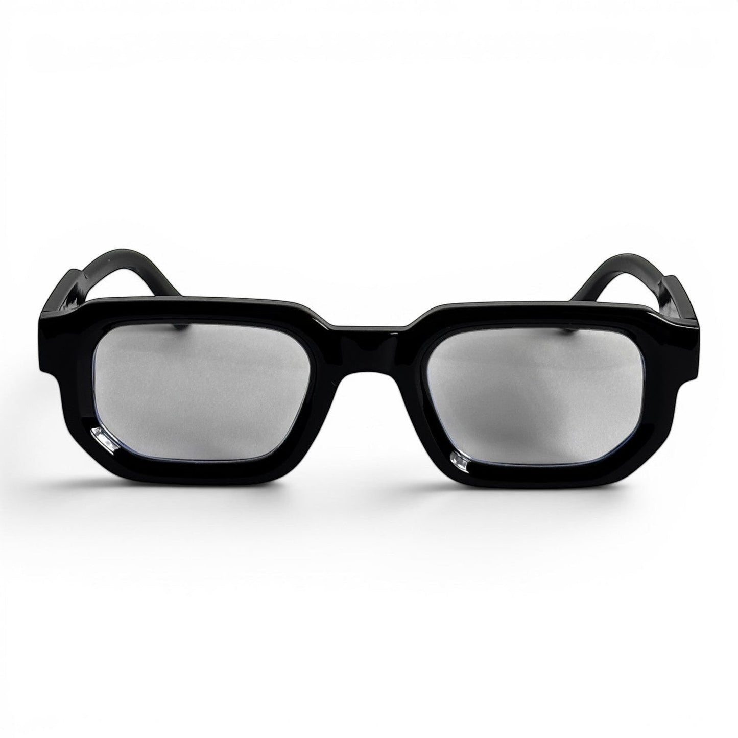 solvado Midnight Clear Brille mit quadratischem, tiefschwarzem Acetat-Rahmen und glänzendem Finish