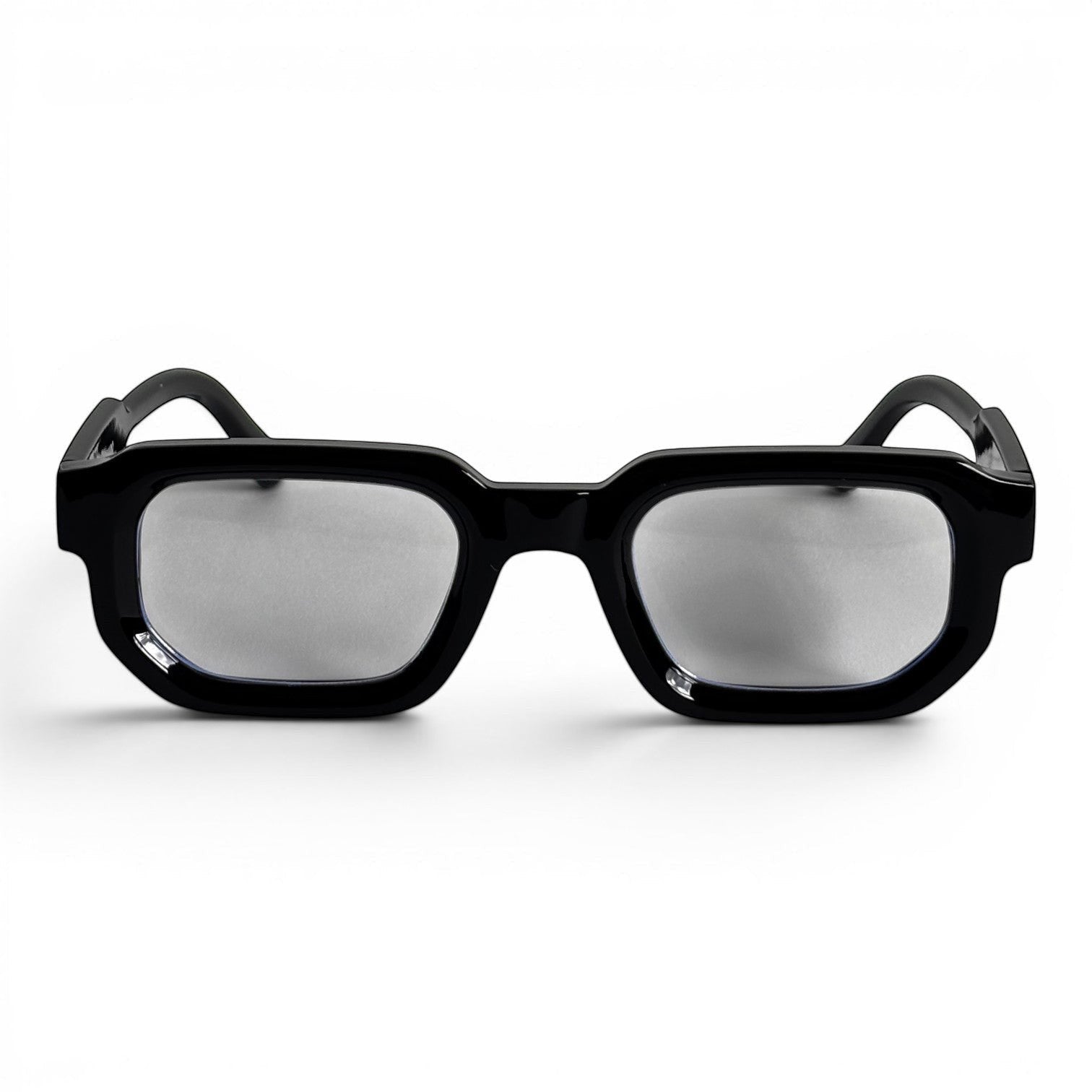 solvado Midnight Clear Brille mit quadratischem, tiefschwarzem Acetat-Rahmen und glänzendem Finish
